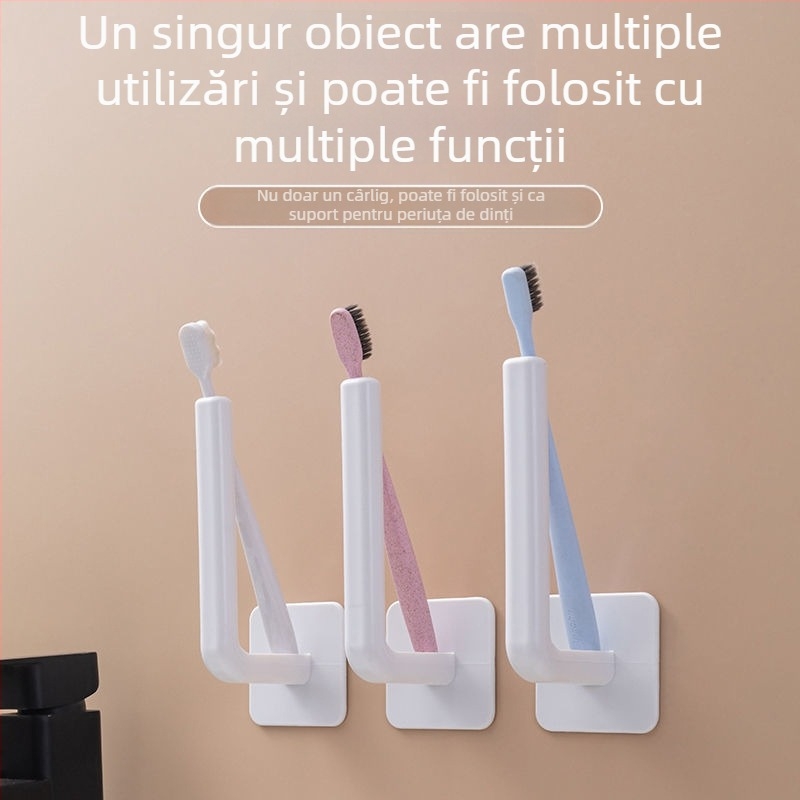 Cuier adeziv în formă de L, plastic, fără găuri, pentru haine și bucătărie, prindere solidă, fără urme, multifuncțional