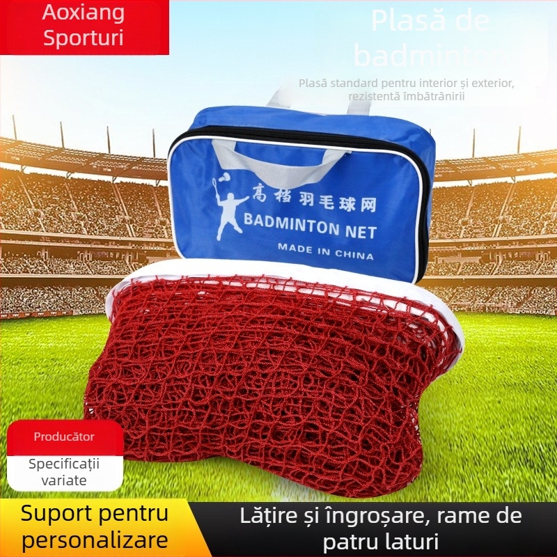 Plasă portabilă de badminton pentru interior și exterior – antrenament pentru competiții standard; ochiuri: 1.8×1.8 cm, 2.0×2.0 cm, 2.5×2.5 cm; șnur: PE/nylon; Xu Rui