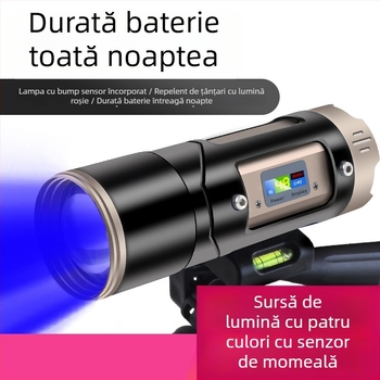 Lampă LED pentru pescuit cu patru surse de lumină, zoom, rotire la 360°, impermeabilă, rază maximă 200-500 m