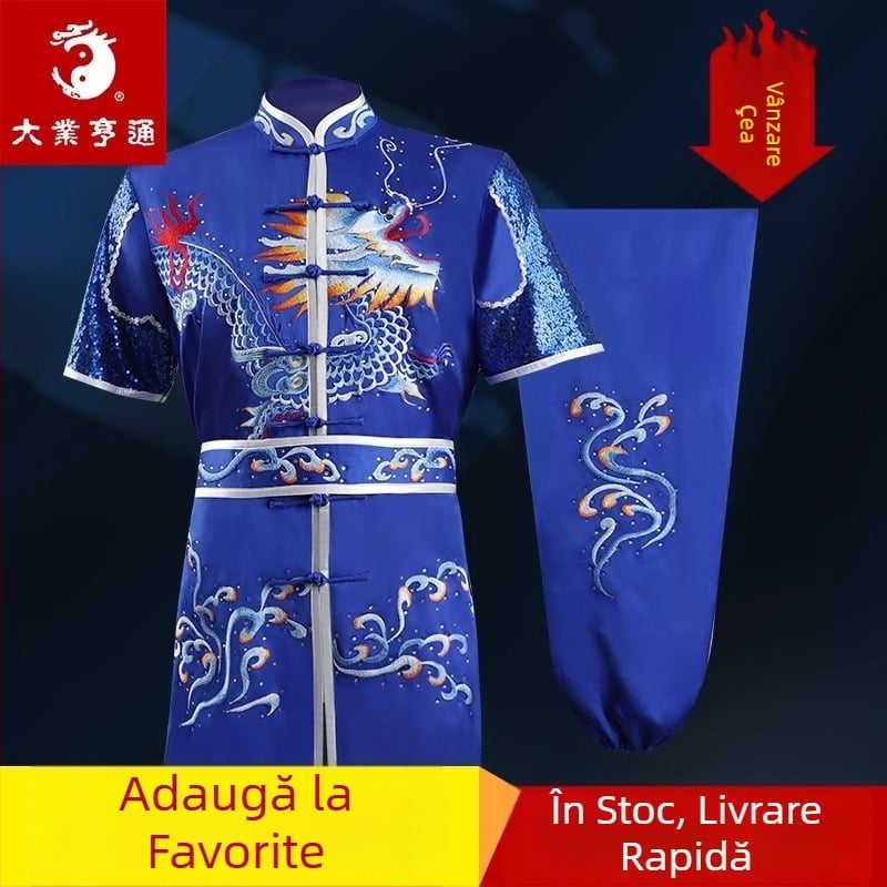 Uniformă de Tai Chi brodată pentru concurs, unisex, adult, poliester 100%