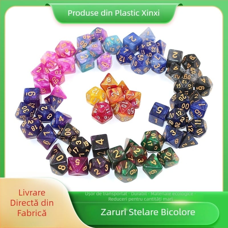 Zaruri poliedrice două culori, din rășină și acril, transparente și colorate
