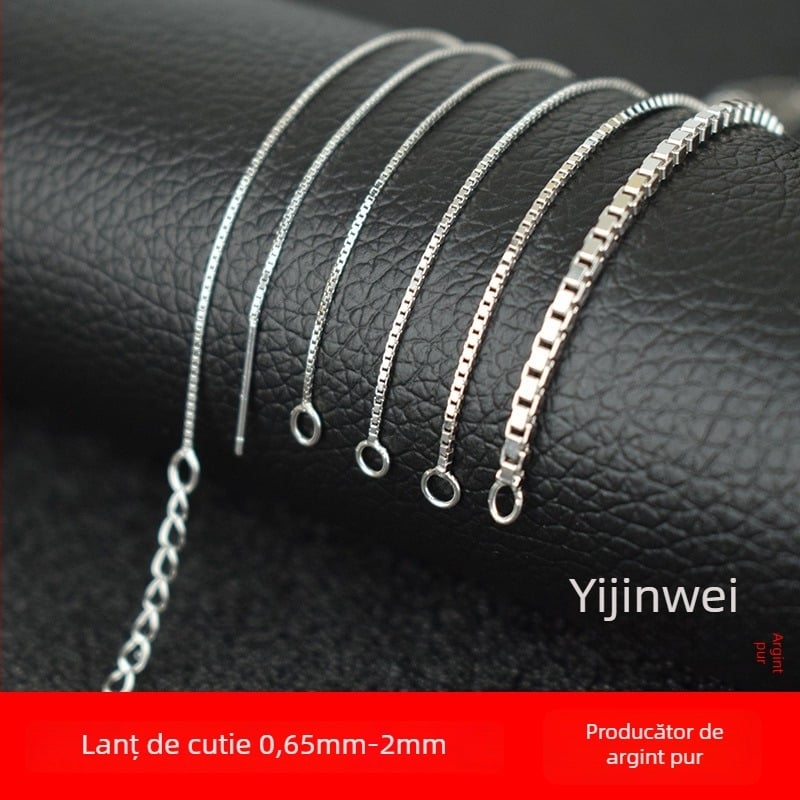 Colier box chain din argint 925, multistrat, fără pandantiv, electroplacat