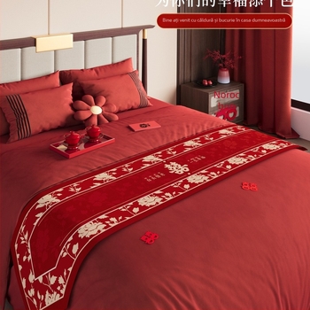 Steag de pat de nuntă cu decor dublă fericire pentru camera miresei | Material: flori de mătase; Ocazie: nuntă; Cadou: cadou personal; Potrivit pentru ziua de naștere