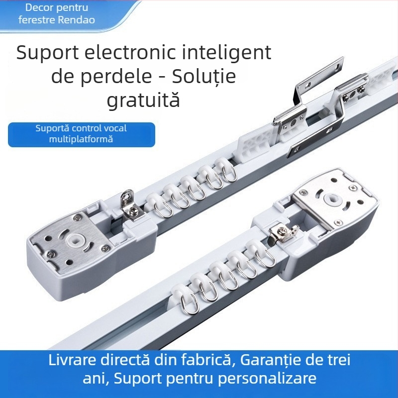 Șină pentru perdele din aliaj de aluminiu, drept, cu șine de unică și dublă, șină electrică pentru perdele, set complet inteligent