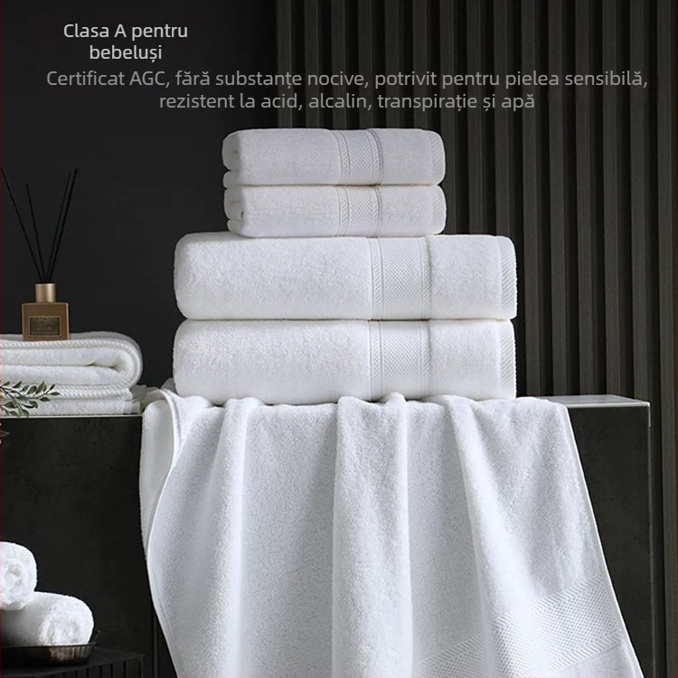 Prosop de baie de hotel din bumbac, 150 g, fir Ply, 16 fire, absorbție 0–5 s