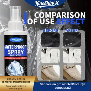 Kineshinex Spray impermeabilizant pentru jachete, pantofi, materiale și piele – 50 ml sau 100 ml, ambalaj cadou