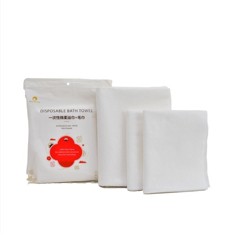 Prosop de baie de hotel, de unică utilizare, ambalat individual, îngroșat, fibre superfince cu conținut de bumbac și fibre vegetale, absorbție rapidă 5–10 s