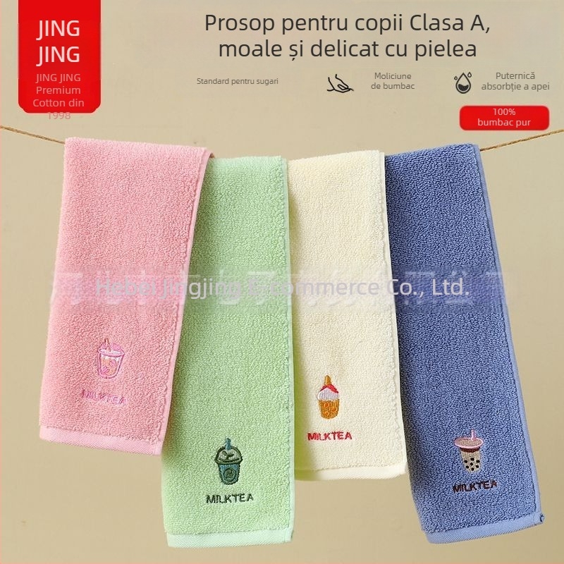 Prosop pentru copii Jingjing, bumbac 100%, Clasa A, absorbant și moale, prosop de baie îngroșat pentru utilizare acasă, prosop de față pentru băieți și fete