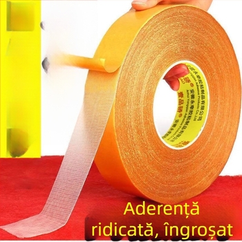 Bandă dublu-adezivă pe bază de pânză, transparentă, plasă detașabilă, fără urme.