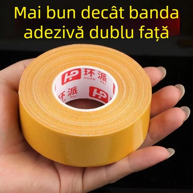 Bandă dublu-adezivă pe bază de pânză, transparentă, plasă detașabilă, fără urme.