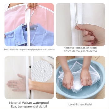 Husă de praf pentru haine, cu agățare – pentru paltoane (Protecție praf, Protecție umezeală; Stil: Modern Minimalism; Potrivit pentru: Paltoane)