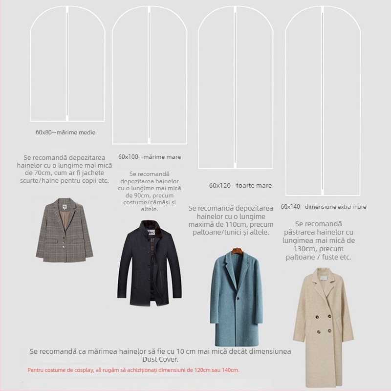 Husă de praf pentru haine, cu agățare – pentru paltoane (Protecție praf, Protecție umezeală; Stil: Modern Minimalism; Potrivit pentru: Paltoane)