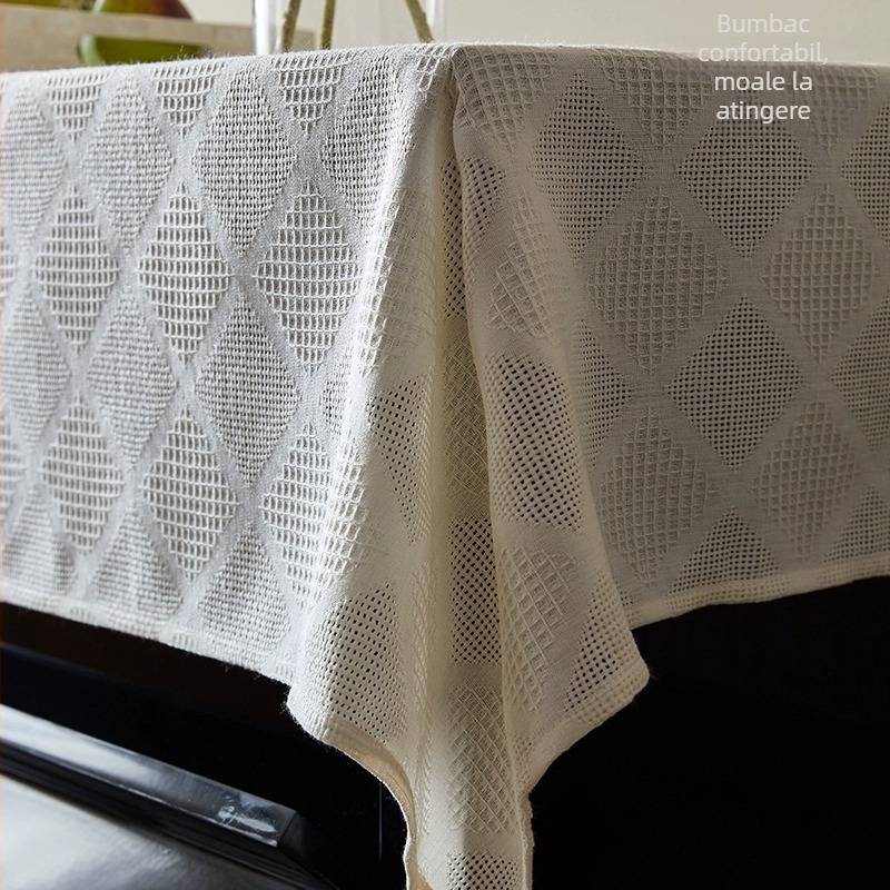 Husă pentru pian cu dantelă, design parțial, protecție împotriva prafului, material din bumbac și in, stil modern minimalist