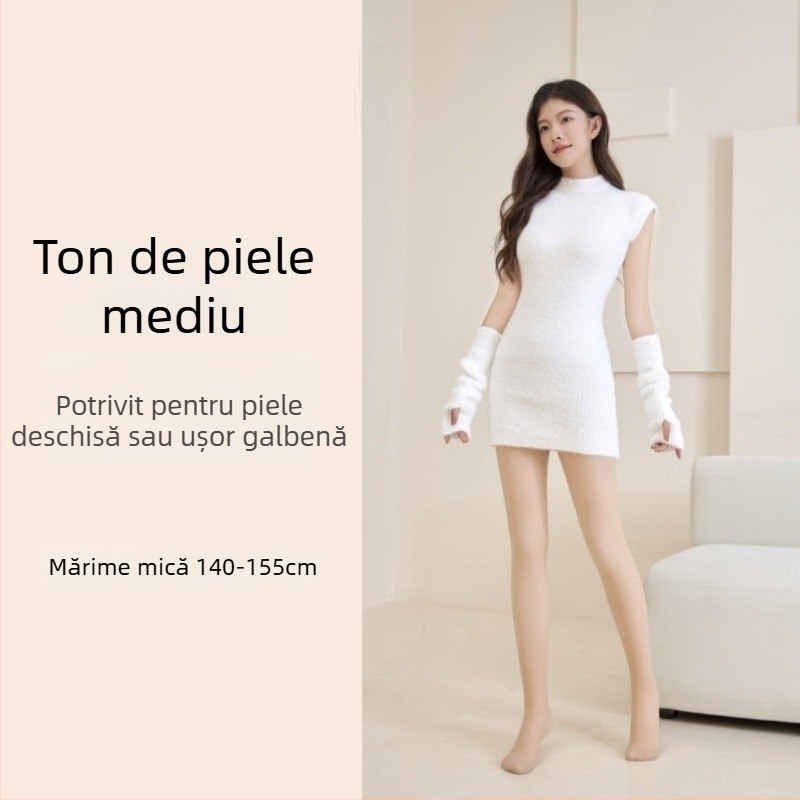 Colanți All-in-One cu căptușeală fleece, țesătură Velur, amestec nylon/polyester/spandex, grosime medie, croială slim, pentru toamnă-iarnă