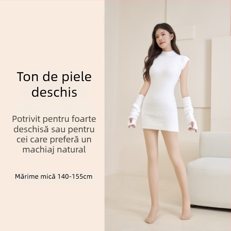 Colanți All-in-One cu căptușeală fleece, țesătură Velur, amestec nylon/polyester/spandex, grosime medie, croială slim, pentru toamnă-iarnă