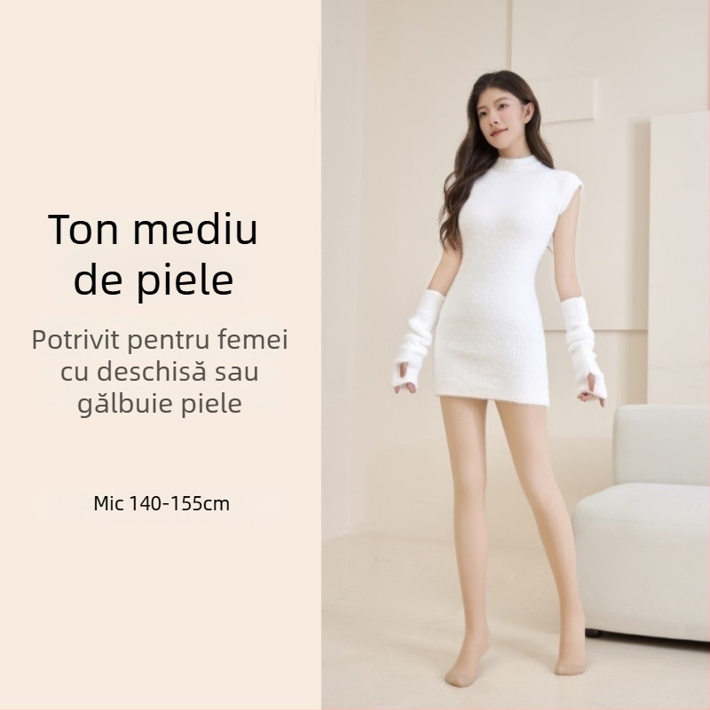 Colanți All-in-One cu căptușeală fleece, țesătură Velur, amestec nylon/polyester/spandex, grosime medie, croială slim, pentru toamnă-iarnă
