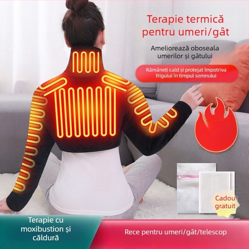 Xiangfutang vestă încălzită electric pentru umeri, 24V, 48W, control temperatură 45–65°C, încălzire cu fibre de carbon