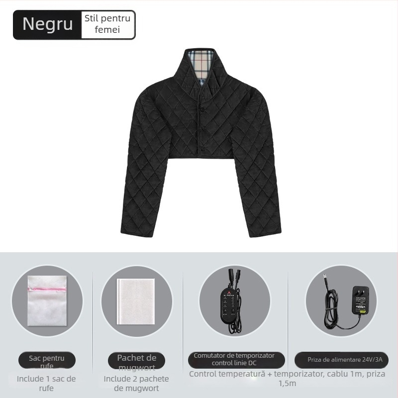 Xiangfutang vestă încălzită electric pentru umeri, 24V, 48W, control temperatură 45–65°C, încălzire cu fibre de carbon