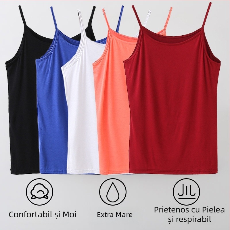 Maiou cu bretele din Modal, fără cusături, croială într-o singură piesă, guler rotund, vară (80–90% Modal, greutate țesătură 181–200 g/m2)