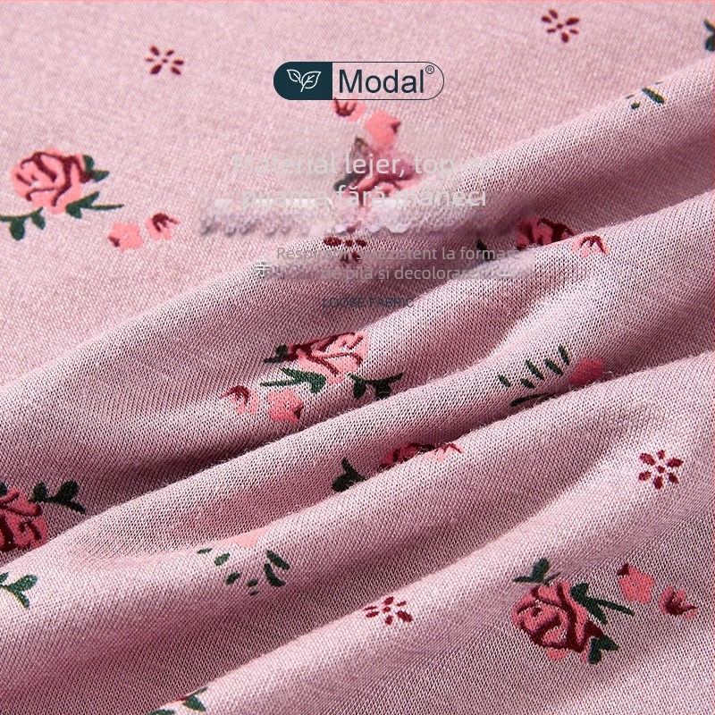 Top vest din modal, cu guler rotund, imprimeu, 50–70% modal, grosime moderată 141–160 g/m2