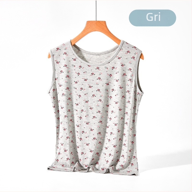 Top vest din modal, cu guler rotund, imprimeu, 50–70% modal, grosime moderată 141–160 g/m2