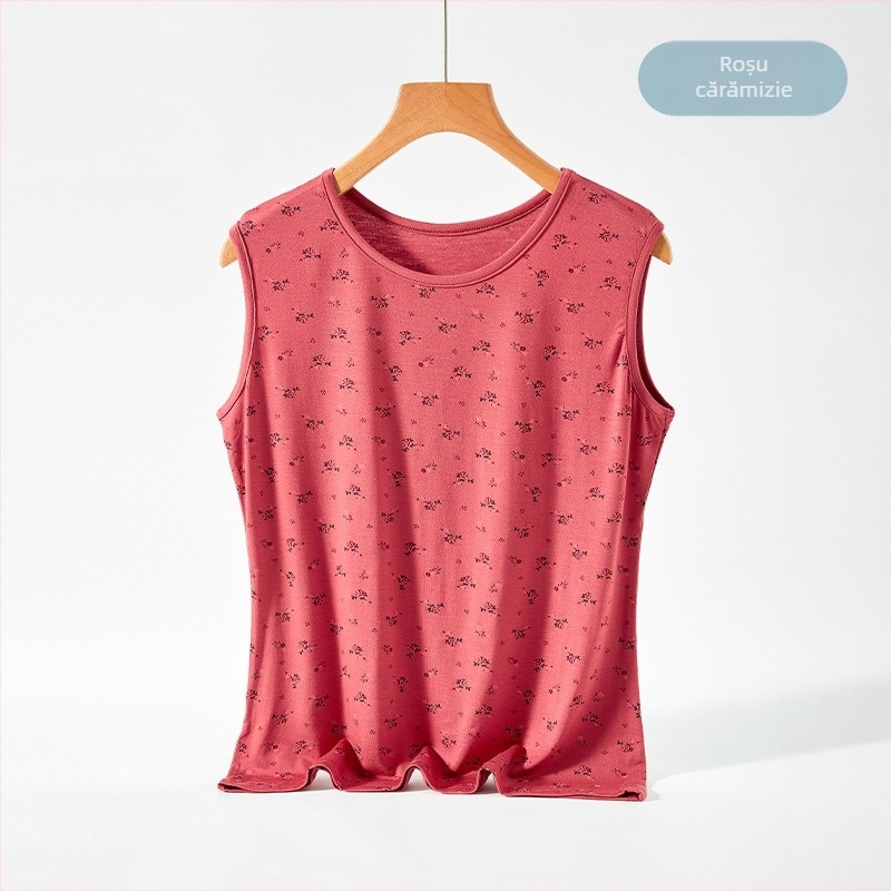 Top vest din modal, cu guler rotund, imprimeu, 50–70% modal, grosime moderată 141–160 g/m2