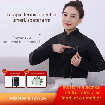 Bandă de umăr încălzitoare electrică cu fir de carbon, 12V, 24W, 45–65°C, trei niveluri de reglaj, pentru umăr și gât