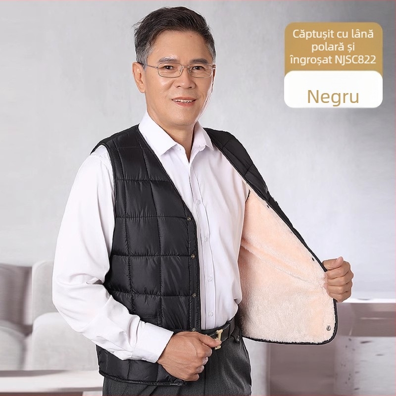 Veste din bumbac cu căptușeală, groasă, pentru bărbați în vârstă, iarnă