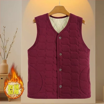 Vesta de toamnă-iarnă din catifea Derong, căptușită cu fleece, groasă și caldă, decolteu în V, model dungat/carouri, lungime medie 50–65 cm