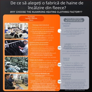 Vestă încălzită electric pentru adulți, cu guler înalt, umplutură din bumbac, material exterior poliester, tiv drept, pentru timp liber în aer liber