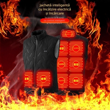 Vesta termică – căptușită cu fleece, umplutură din bumbac, unisex, buzunare cu fermoar, tiv drept