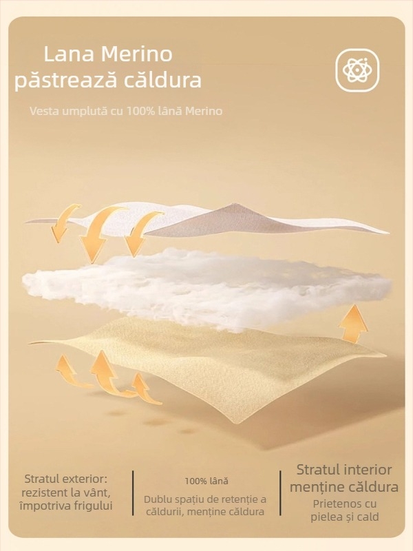 Vesta termică pentru femei – fibre de poliester >95%, fără călcare, lungime standard, stil elegant pentru naveta zilnică, iarnă 2025