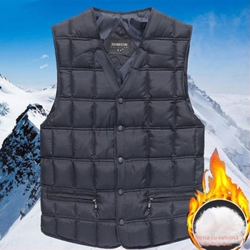 Vesta bărbați cu glugă, căptușită cu bumbac, exterior corduroy, țesătură principală lână, căptușeală din in