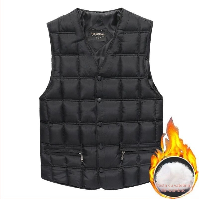 Vesta bărbați cu glugă, căptușită cu bumbac, exterior corduroy, țesătură principală lână, căptușeală din in