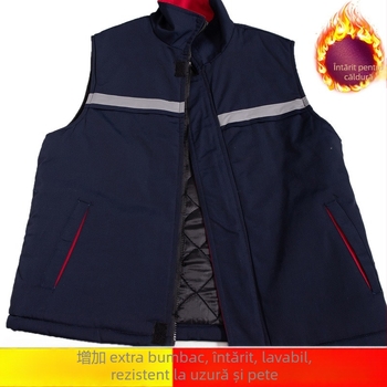 Gilet de muncă din bumbac căptușit gros, umplutură din mătase-pamuk, fără glugă, buzunare laterale, imprimare, margine dreaptă, pentru bărbați adulți