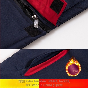 Gilet de muncă din bumbac căptușit gros, umplutură din mătase-pamuk, fără glugă, buzunare laterale, imprimare, margine dreaptă, pentru bărbați adulți