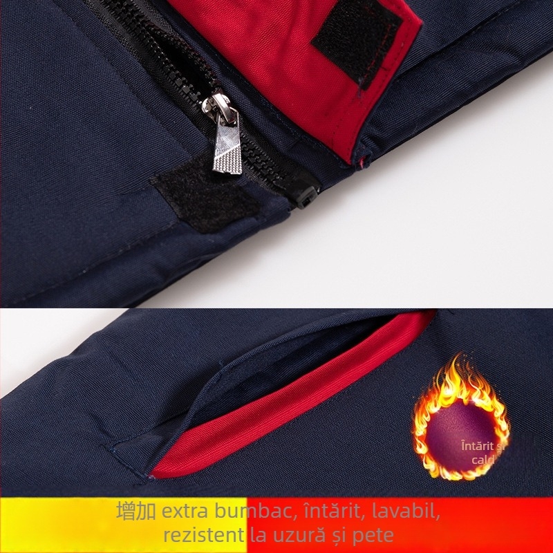 Gilet de muncă din bumbac căptușit gros, umplutură din mătase-pamuk, fără glugă, buzunare laterale, imprimare, margine dreaptă, pentru bărbați adulți