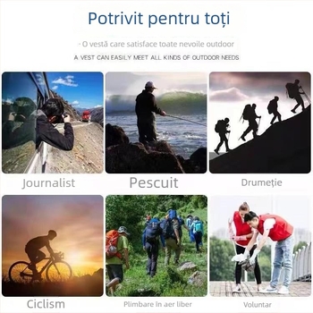 Vestă pentru bărbați căptușită cu fleece din bumbac, cu buzunare multiple, fără glugă, exterior și căptușeală din poliester, tiv drept