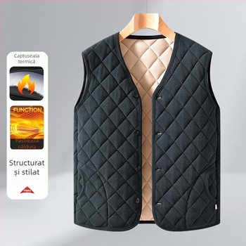 Vesta bărbați din fleece - croială Slim, guler înalt, fără mâneci, căptușeală din fleece, buzunare laterale