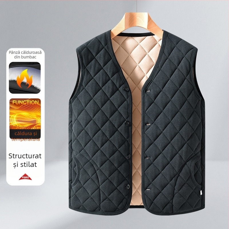 Vesta bărbați din fleece - croială Slim, guler înalt, fără mâneci, căptușeală din fleece, buzunare laterale