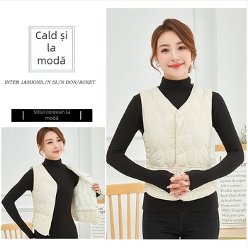 Vestă din bumbac pentru femei, fără guler, cu model diamant, umplutură din bumbac, toamnă 2023