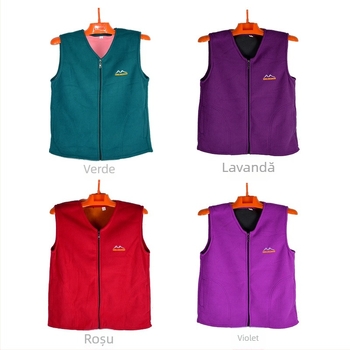Vesta din polar fleece cu fermoar, model 3D, umplutură din bumbac, țesătură principală 90-95% poliester, femei adulte, iarnă 2022