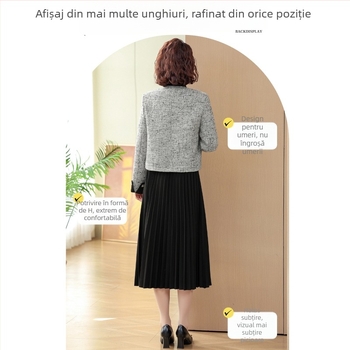 Set din două piese în stil chinezesc, retro literar, primăvara 2025, lungime midi, poliester 90–95%