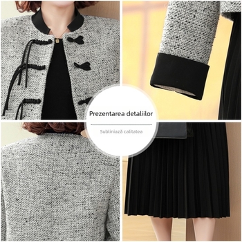 Set din două piese în stil chinezesc, retro literar, primăvara 2025, lungime midi, poliester 90–95%