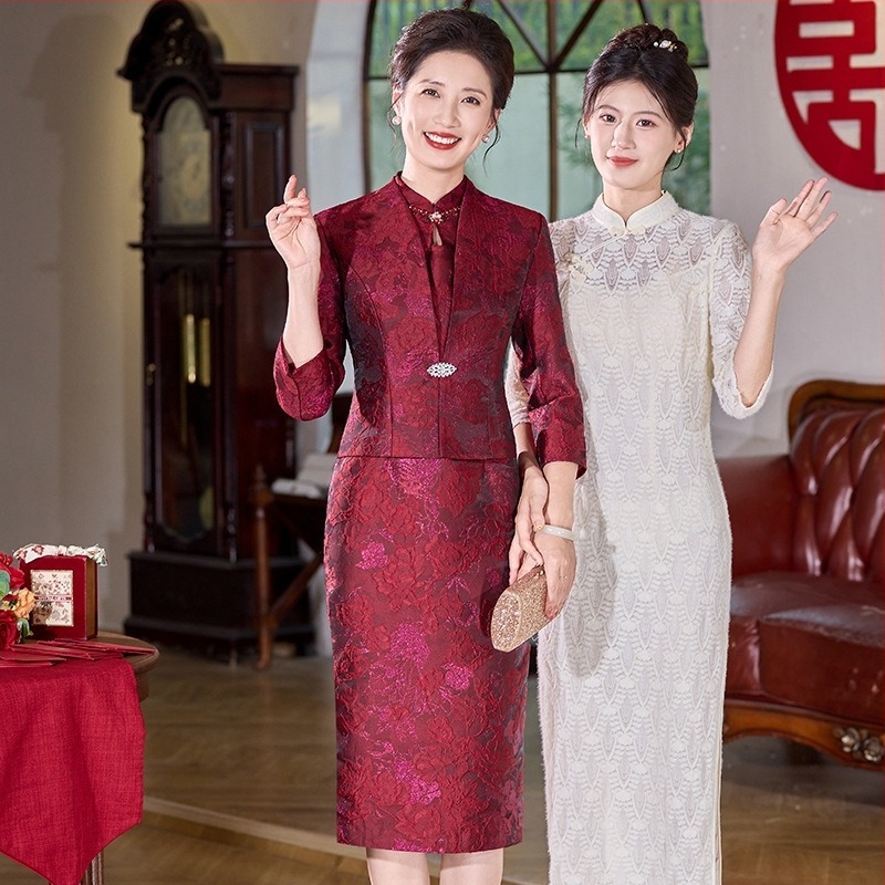 Set din două piese pentru mama miresei – rochie de nuntă, stil elegant, poliester (>95%), lansare toamnă 2025