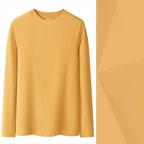 Tricou din bumbac cu mâneci lungi, croială slim, guler semi‑înalt, culoare solidă, lungime standard