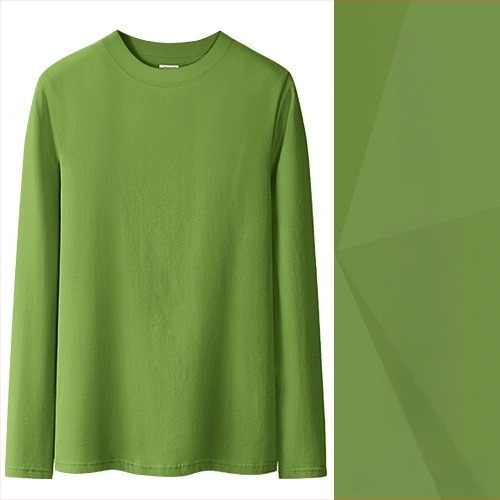 Tricou din bumbac cu mâneci lungi, croială slim, guler semi‑înalt, culoare solidă, lungime standard