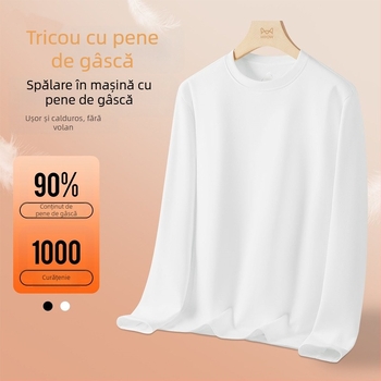 Tricou din fibre de vâscoză, culoare solidă, mâneci lungi, guler rotund.