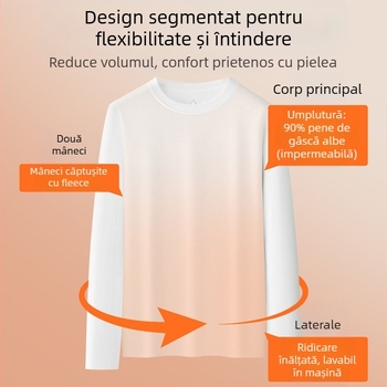 Tricou din fibre de vâscoză, culoare solidă, mâneci lungi, guler rotund.