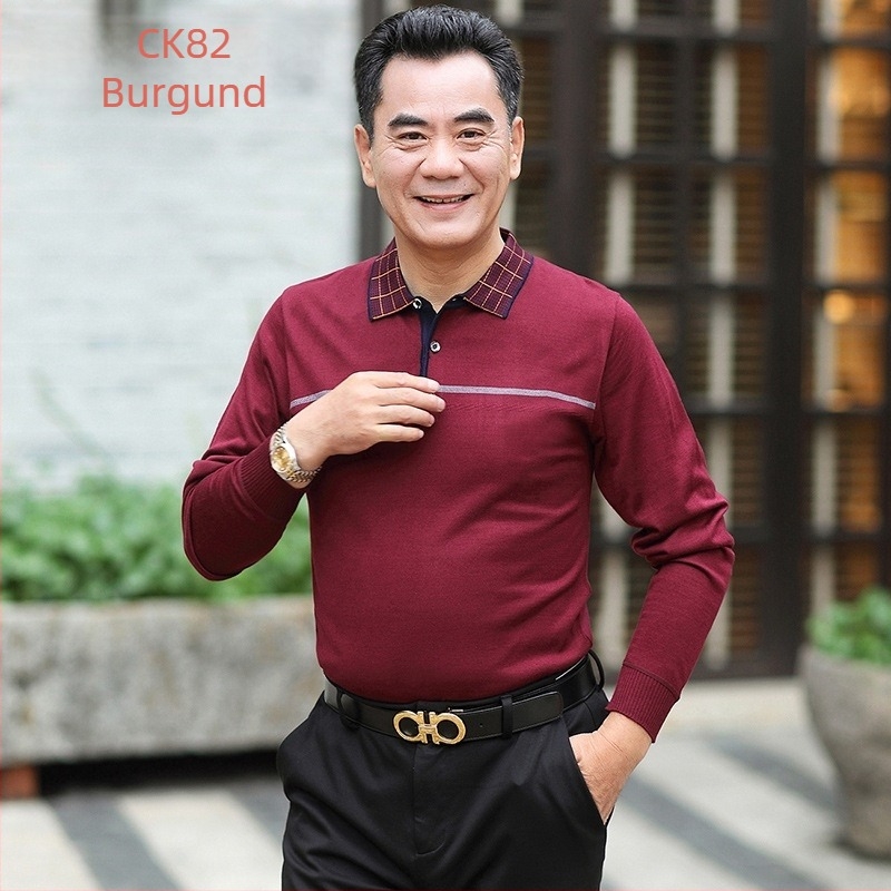 Tricou bărbați cu mânecă lungă, guler rever, viscose ușor, croială lejeră, culoare solidă, respirabil